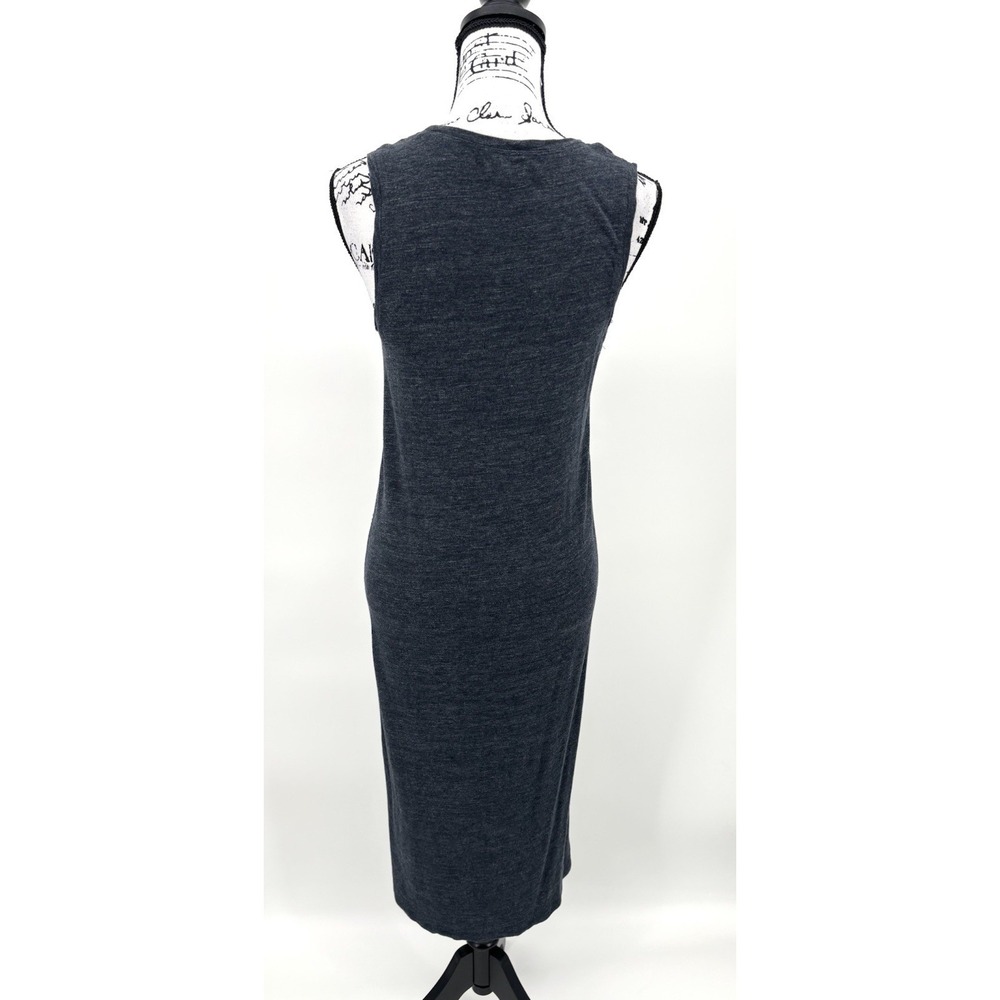 Madewell Sleeveless Midi Dress Small Charcoal Gray Knit Scoop Neck Side Slits - Picture 3 of 7